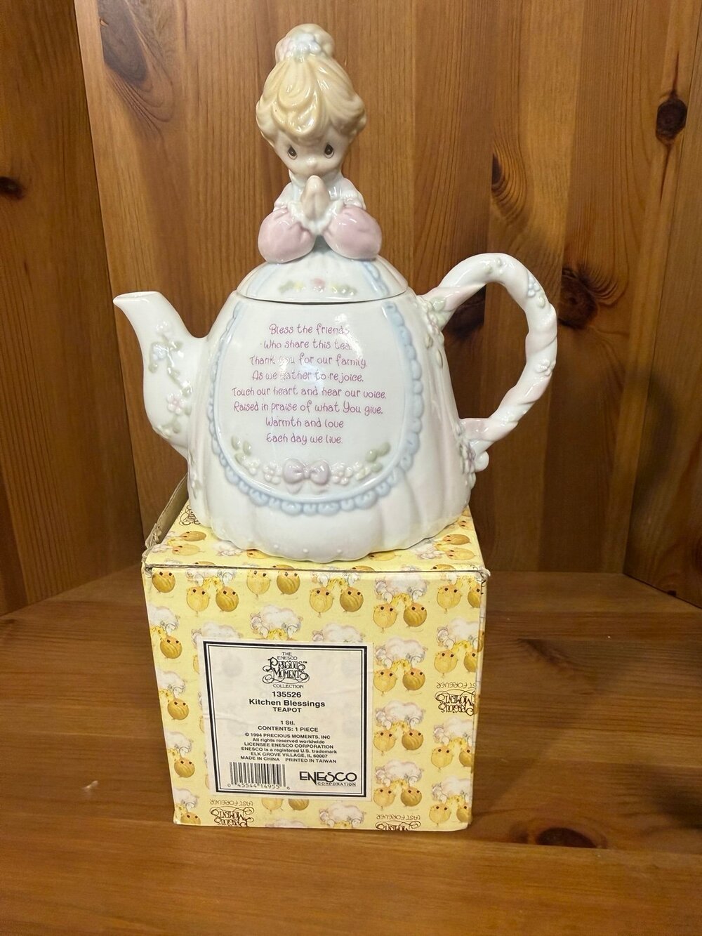 Precious Moments Kitchen Blessings Teapot #135526 Enesco 1994 With Original Box